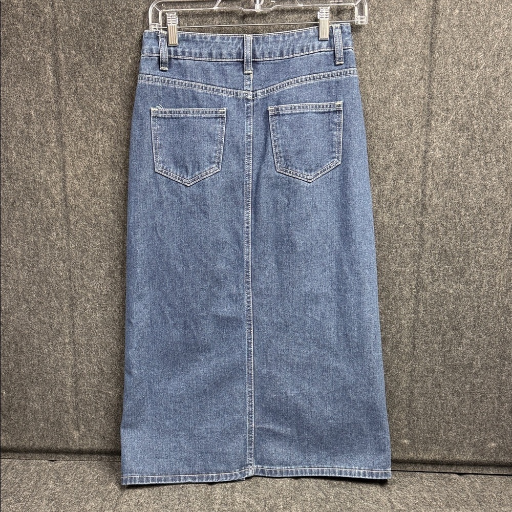 DAZY Elegant Blue Denim Maxi Skirt - Picture 3 of 7